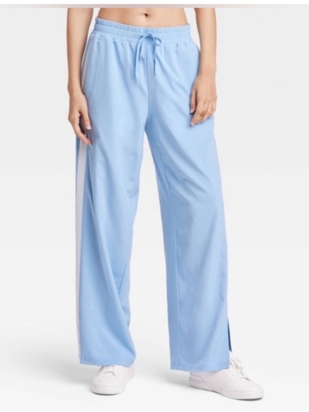 JoyLab Light Blue Wide-Leg Track Pants with Side Stripe